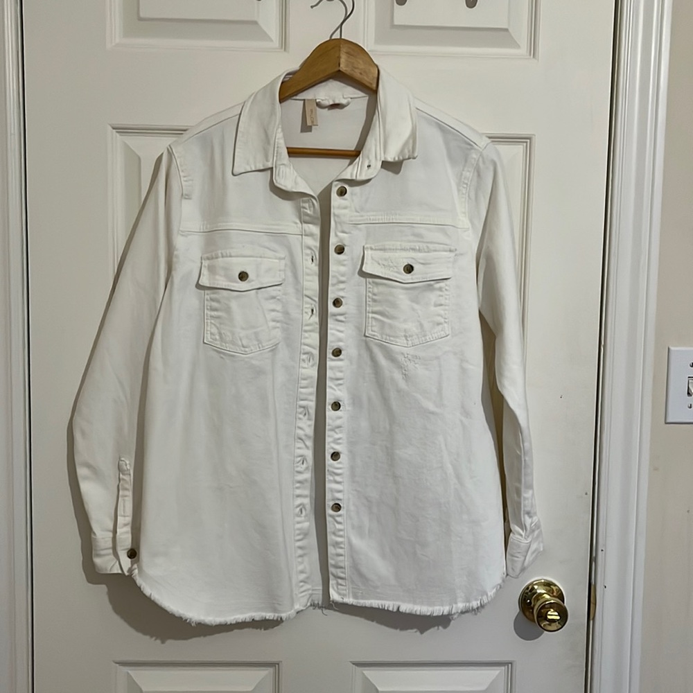 Anthropologie Pilcro White Denim‎ Jean Jacket